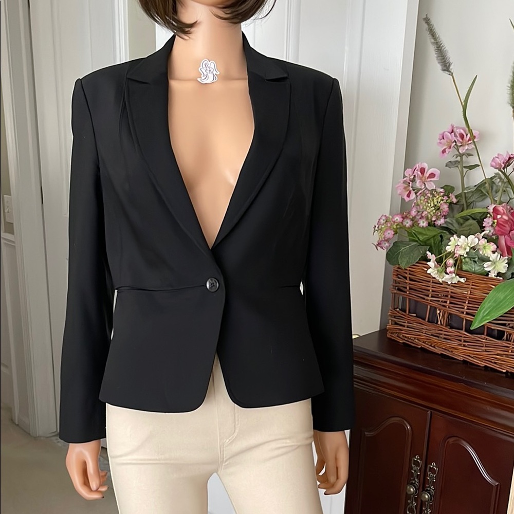 Vintage Talbots Luxe Italian Black Wool Fabric Blazer made in Japan - Picture 2 of 9
